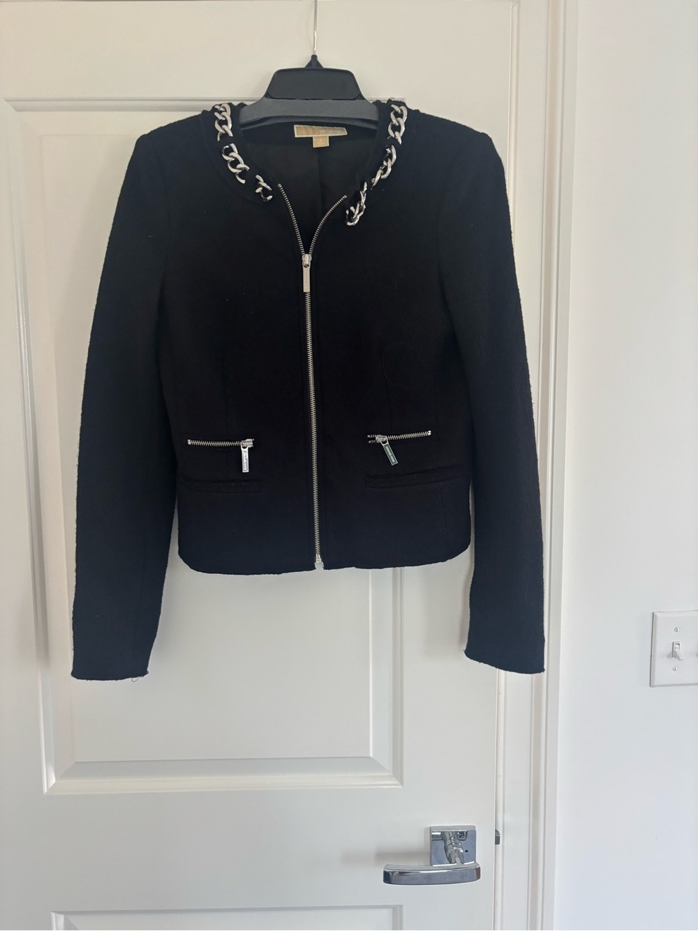 Michael Kors Black Jacket with Silver Chain Trim